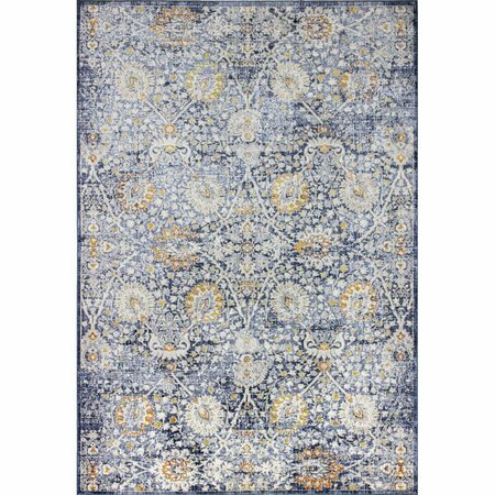BASHIAN 7 ft. 6 in. x 9 ft. 6 in. Sevilla Collection Polypropylene & Polyester Power Loom Area Rug Blue S234-BL-76X96-SV2005
